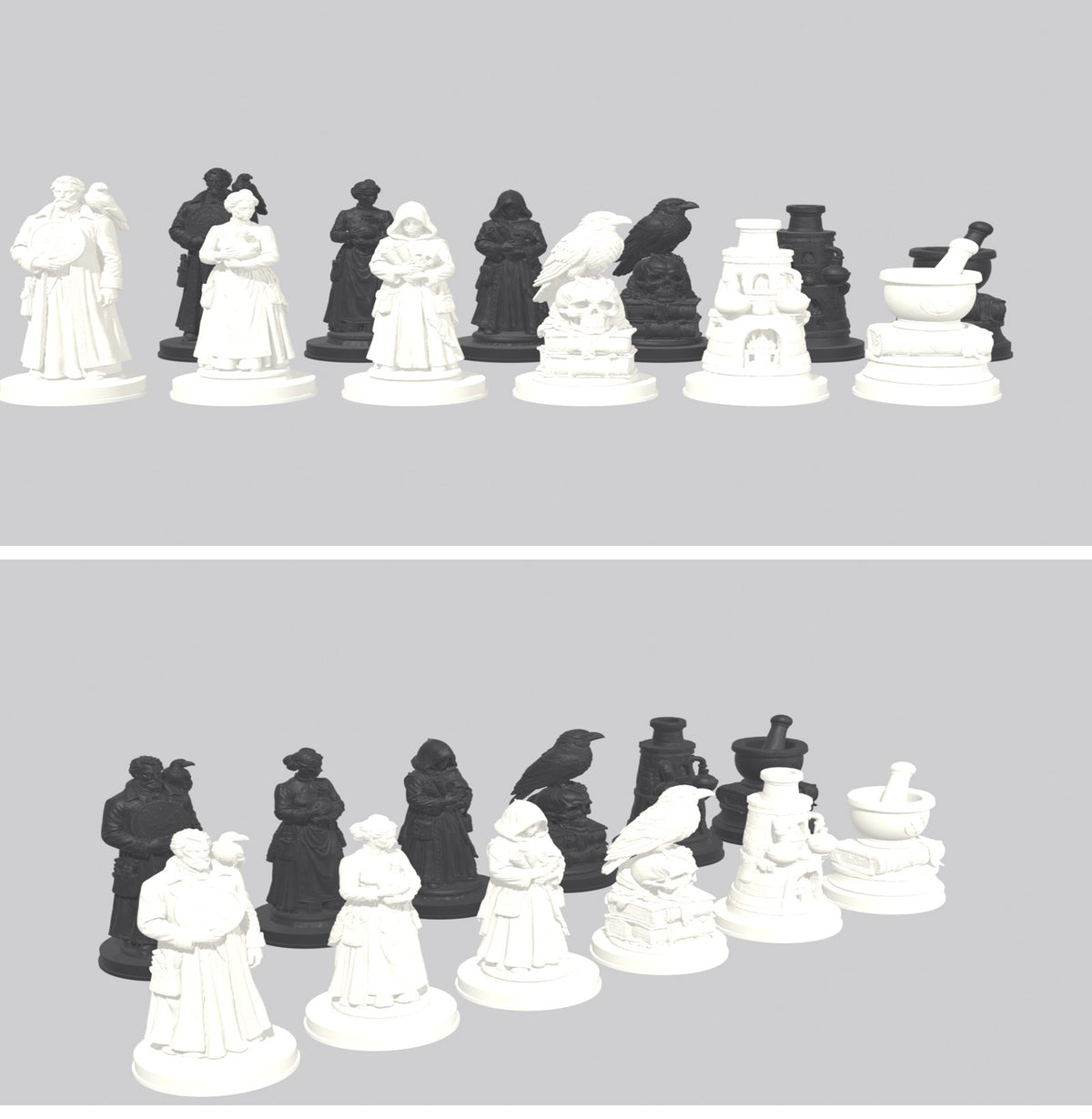 Dark Academia – Alchemie – thematisches Schachfigurenset mit 32 Figuren – Ansicht 13