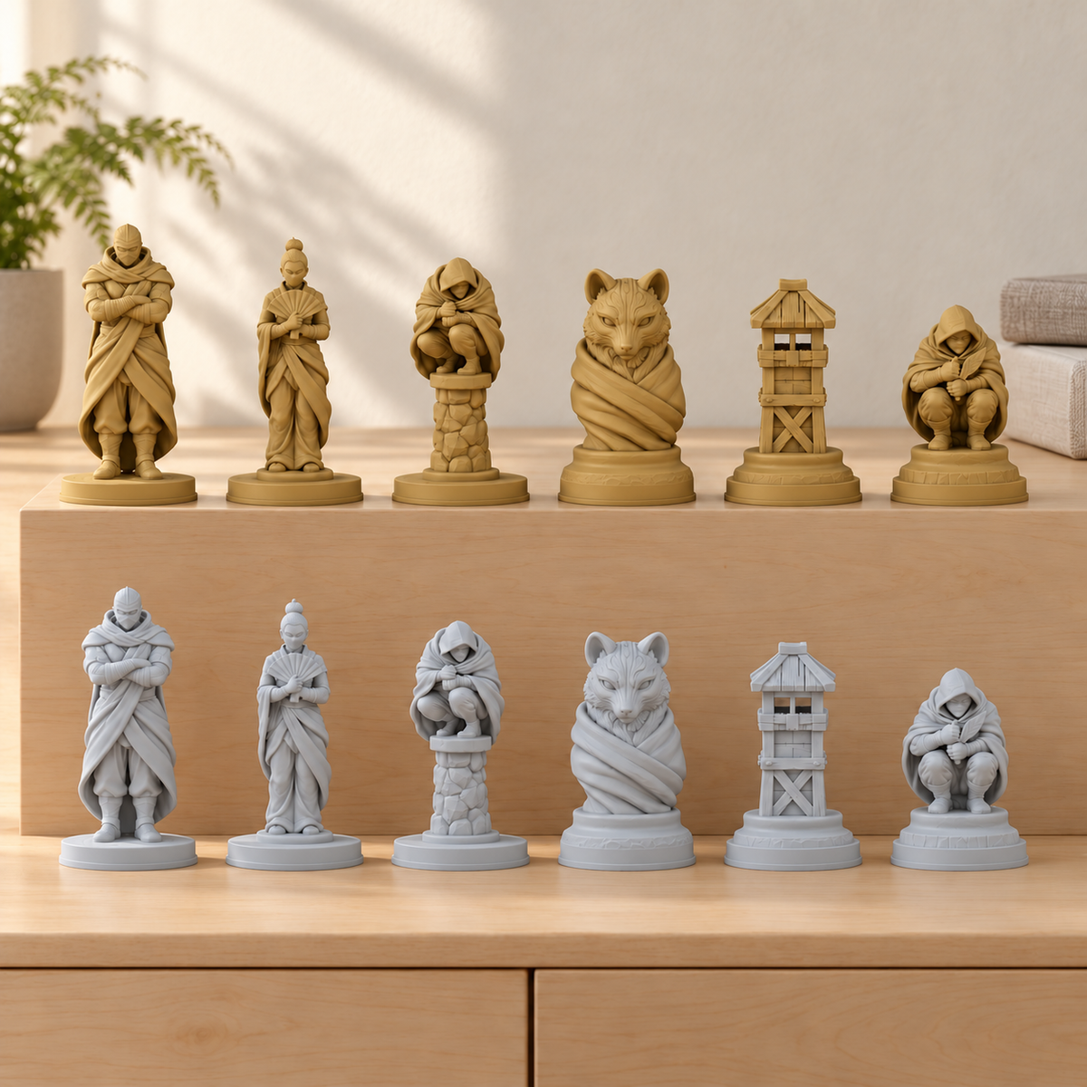 Ninja – thematisches Schachfigurenset mit 32 Figuren – Ansicht 4