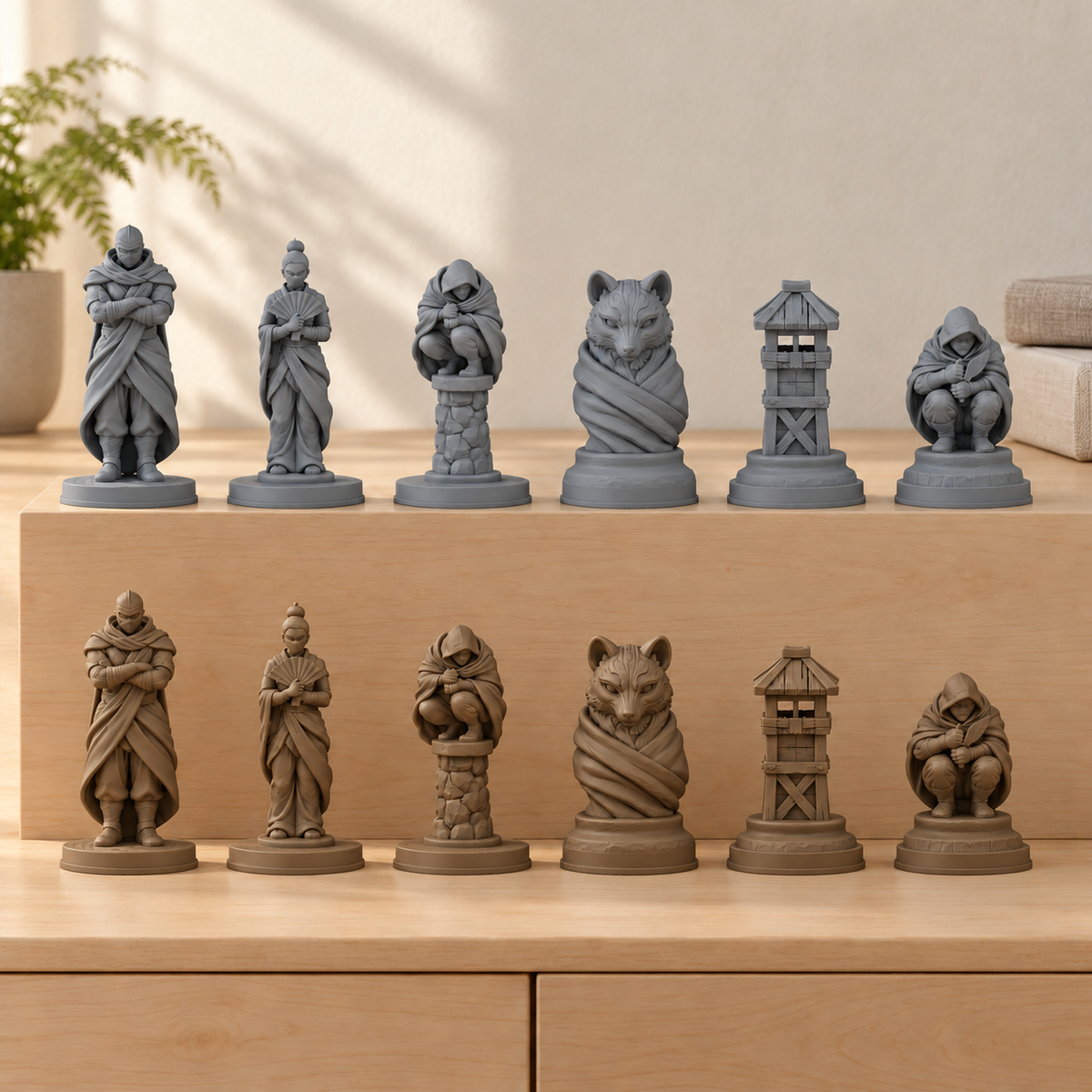 Ninja – thematisches Schachfigurenset mit 32 Figuren – Ansicht 9