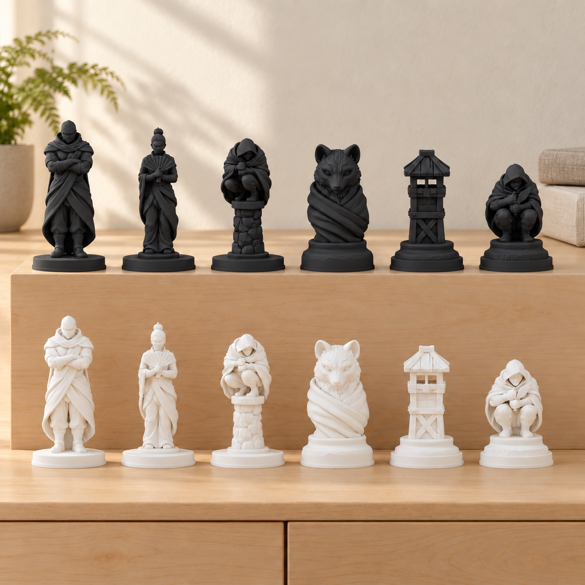 Ninja – thematisches Schachfigurenset mit 32 Figuren – Ansicht 10