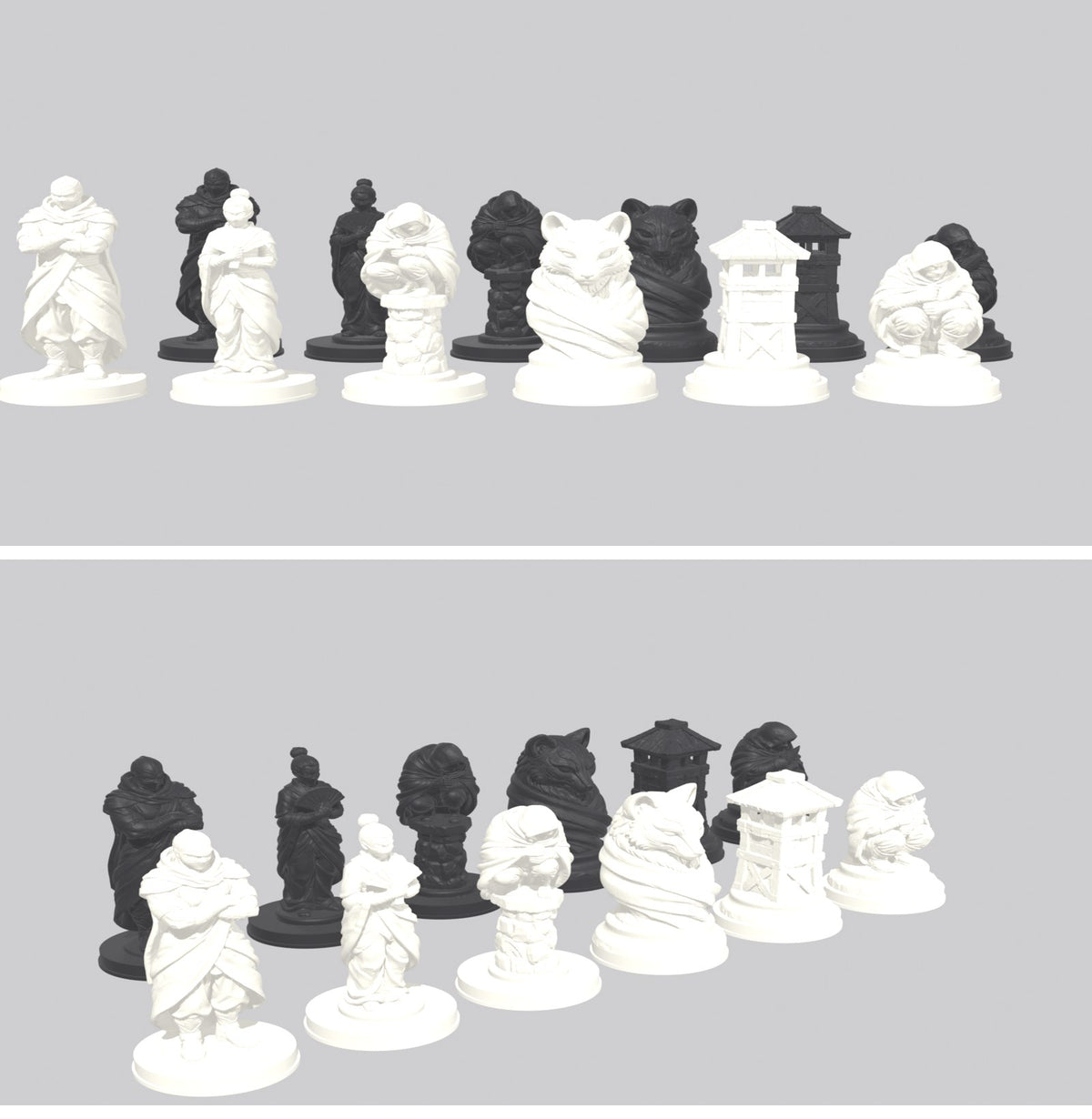Ninja – thematisches Schachfigurenset mit 32 Figuren – Ansicht 13