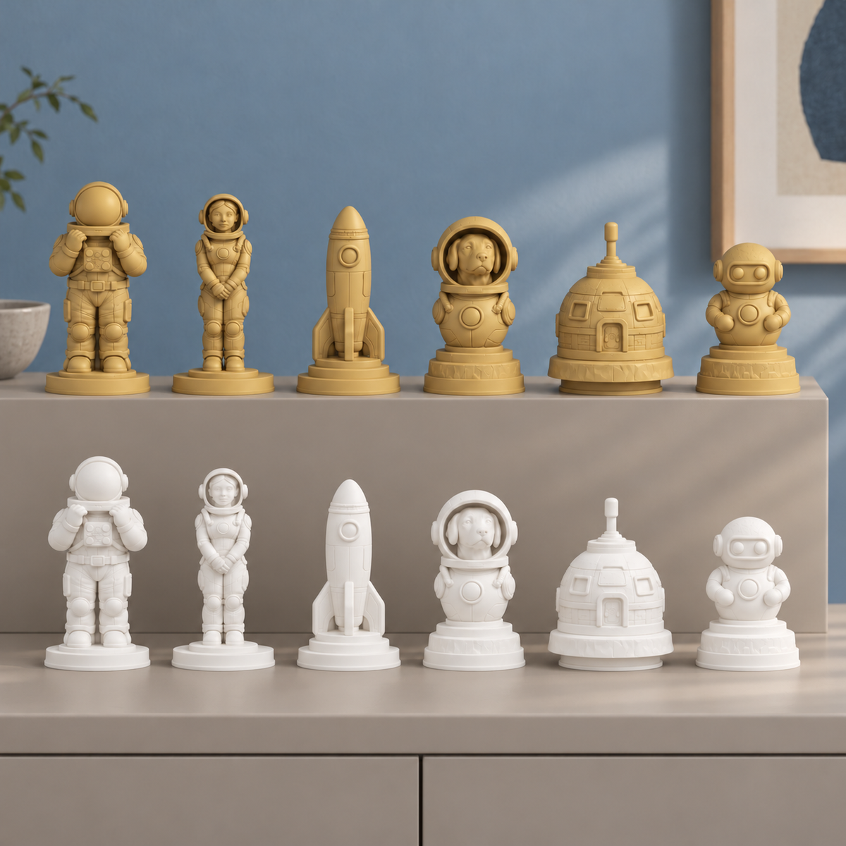Raumfahrt – thematisches Schachfigurenset mit 32 Figuren – Ansicht 6