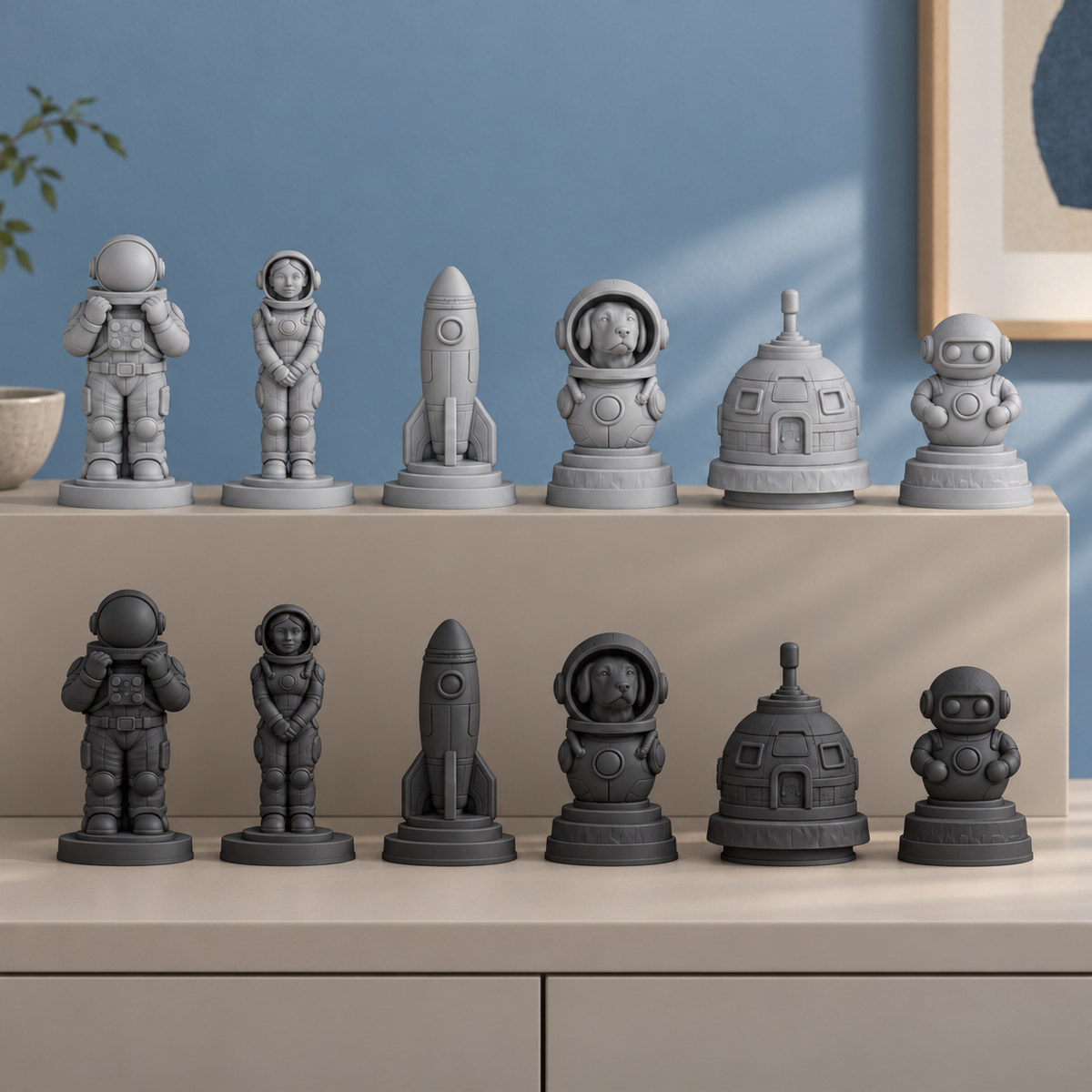 Raumfahrt – thematisches Schachfigurenset mit 32 Figuren – Ansicht 8