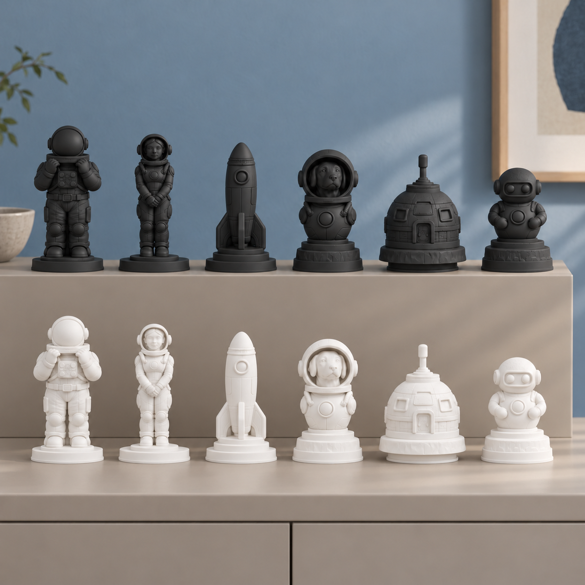 Raumfahrt – thematisches Schachfigurenset mit 32 Figuren – Ansicht 10
