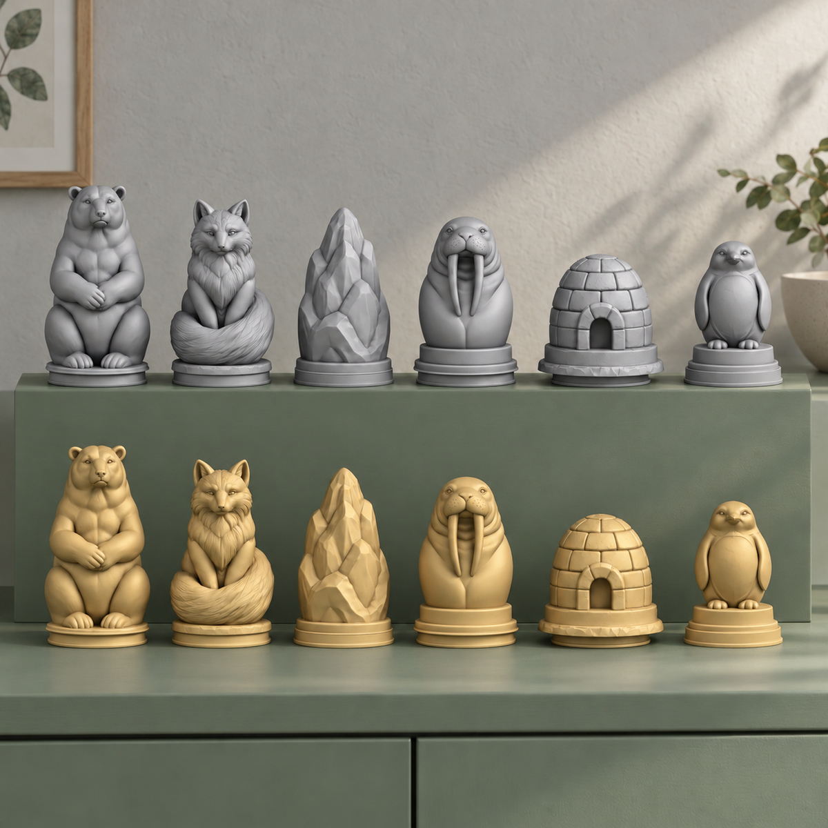Arktis – thematisches Schachfigurenset mit 32 Figuren – Ansicht 2