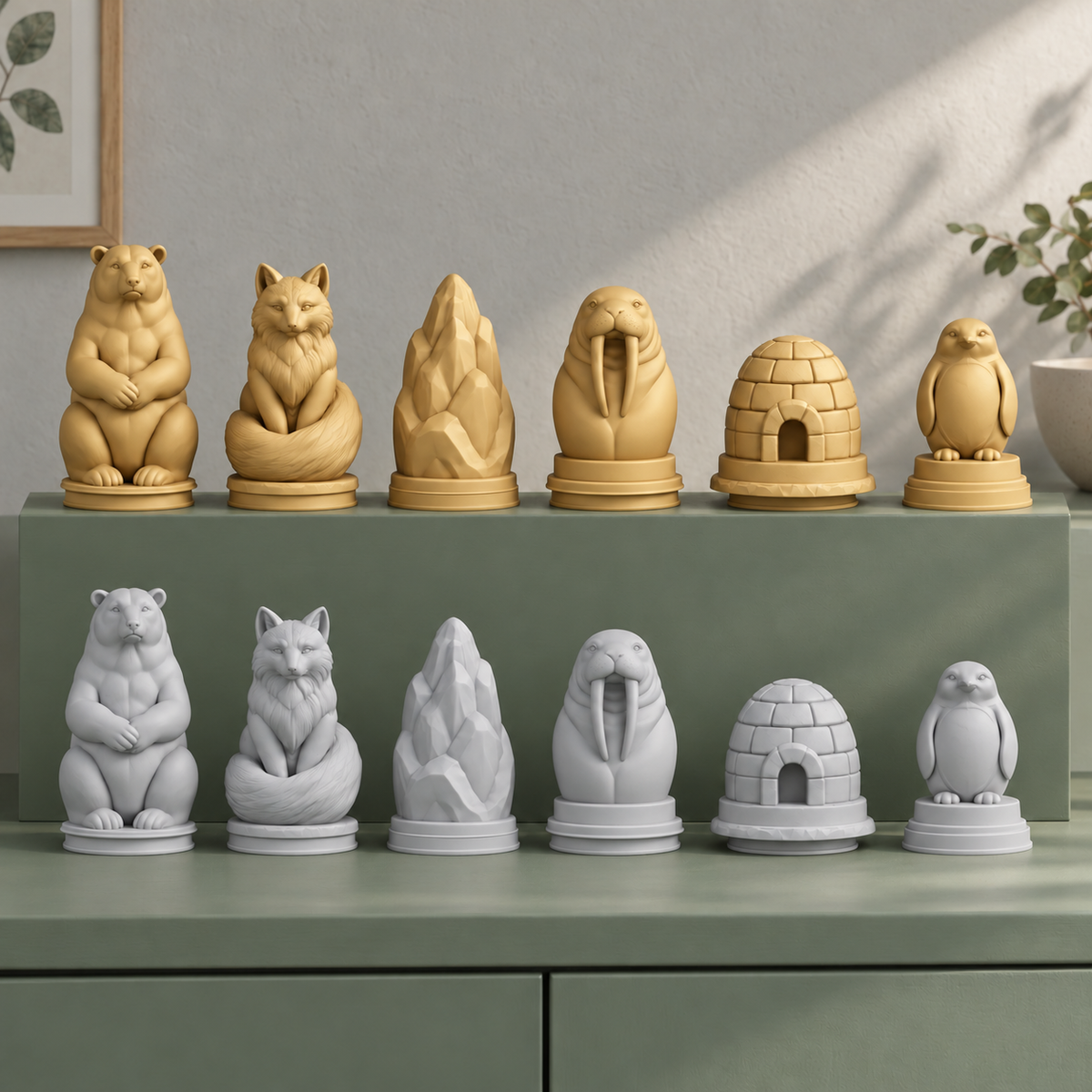 Arktis – thematisches Schachfigurenset mit 32 Figuren – Ansicht 4