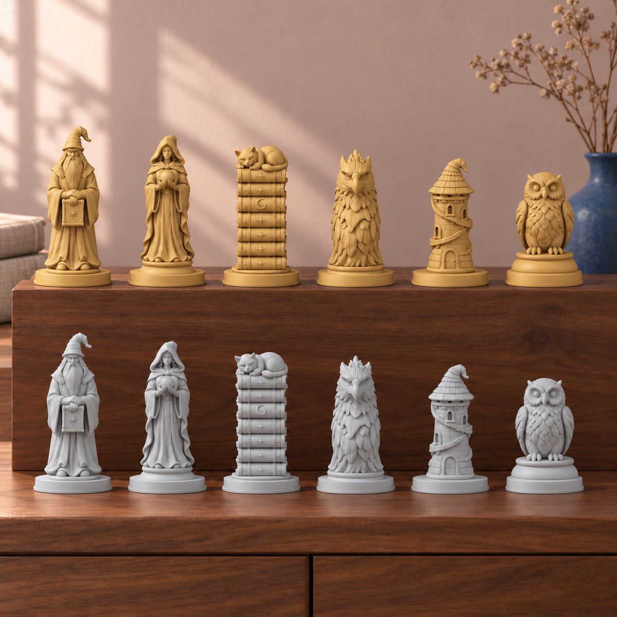 Zauberer – thematisches Schachfigurenset mit 32 Figuren – Ansicht 4