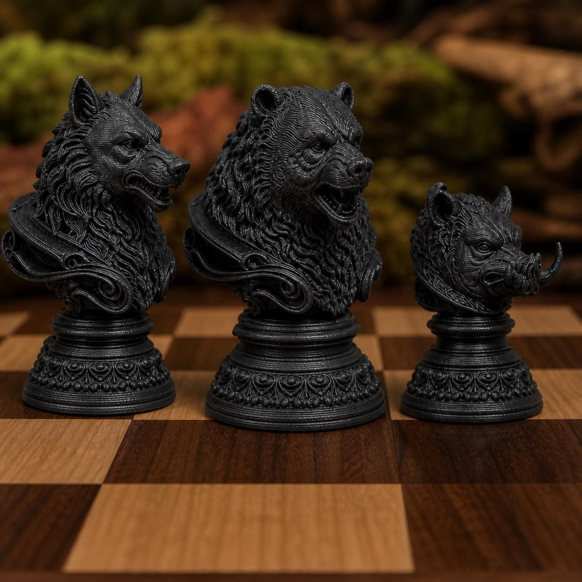 Waldtiere-Schach – 32 handbemalte PLA-Figuren – Ansicht 5
