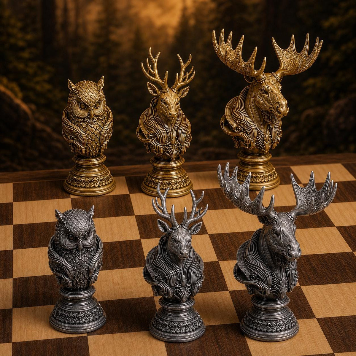 Waldtiere-Schach – 32 handbemalte PLA-Figuren – Ansicht 6