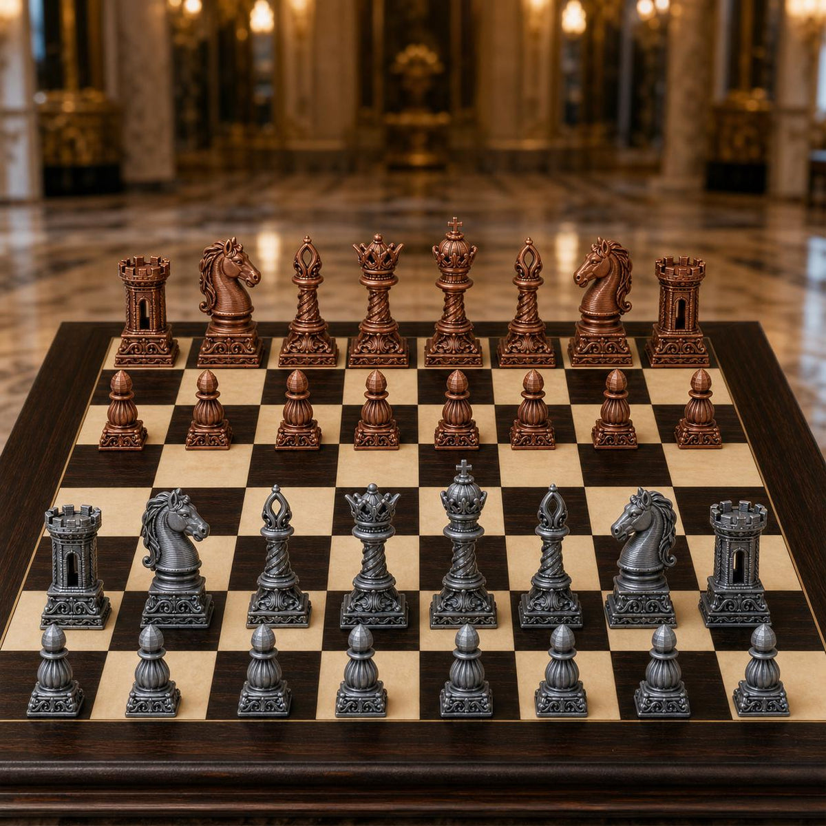 Barock-Schach – 32 handbemalte PLA-Figuren – Ansicht 2