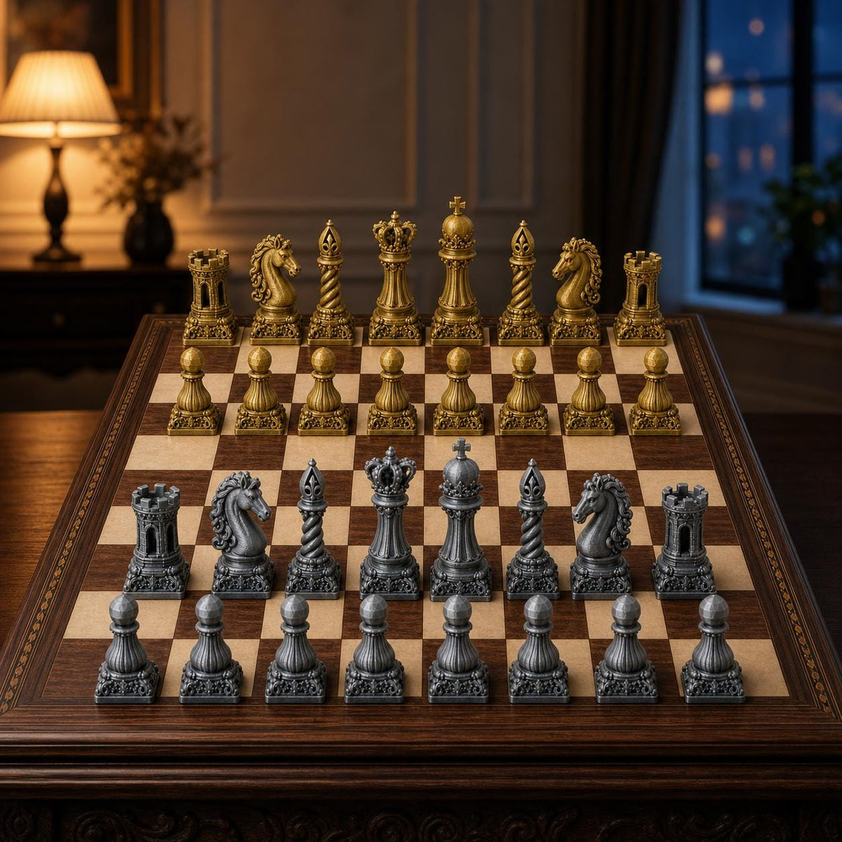 Barock-Schach – 32 handbemalte PLA-Figuren – Ansicht 10