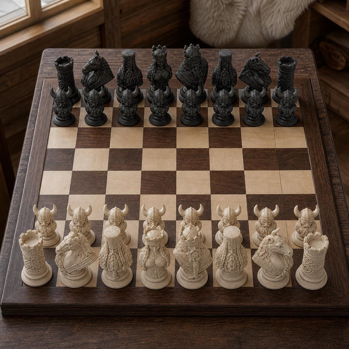 Wikinger-Schach – 32 handbemalte PLA-Figuren – Ansicht 2