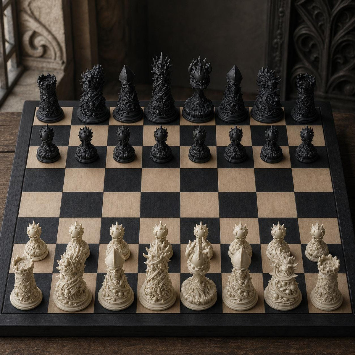 Modernes abstraktes Schach – 32 handbemalte PLA-Figuren – Ansicht 2