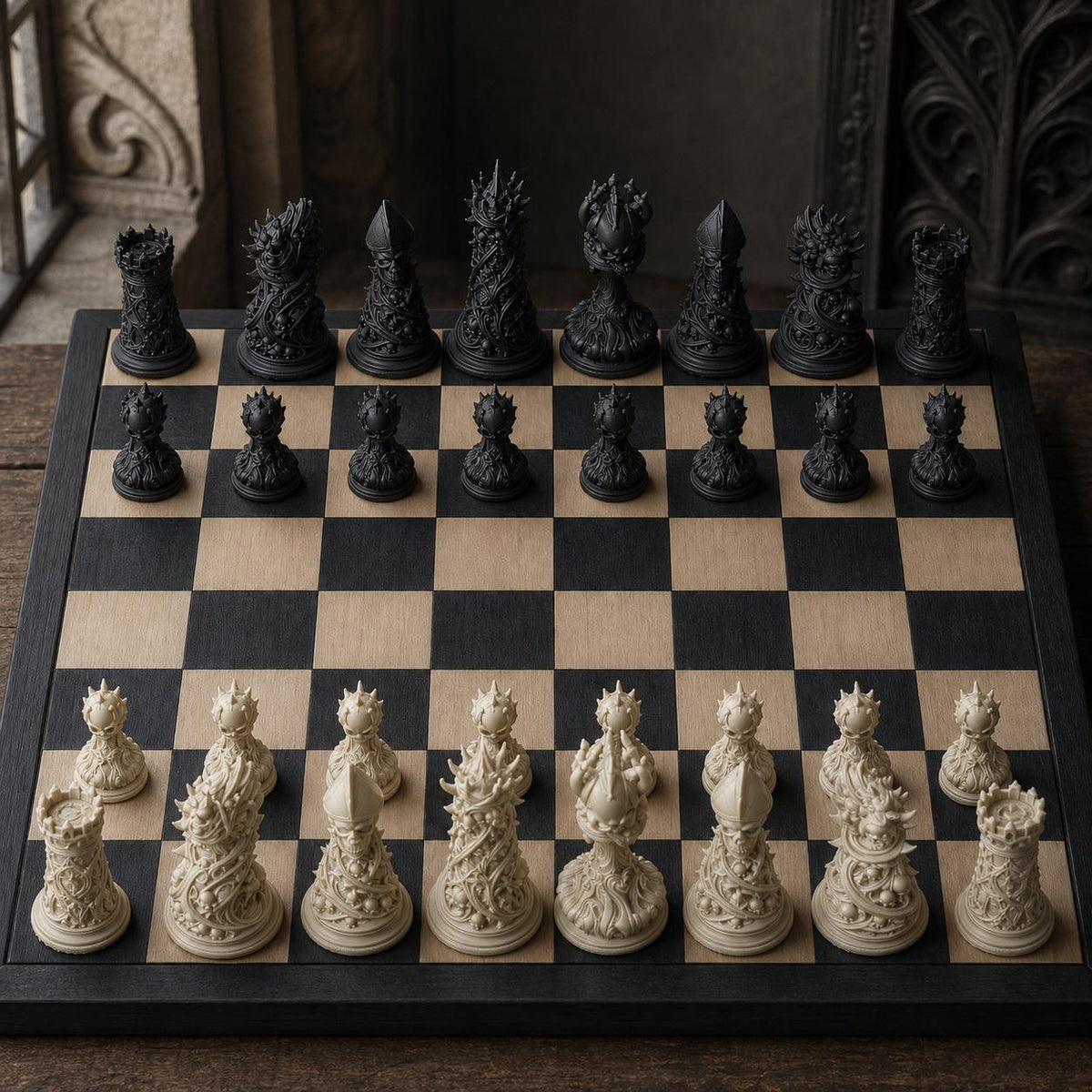 Gothic-Schach – 32 handbemalte PLA-Figuren – Ansicht 2