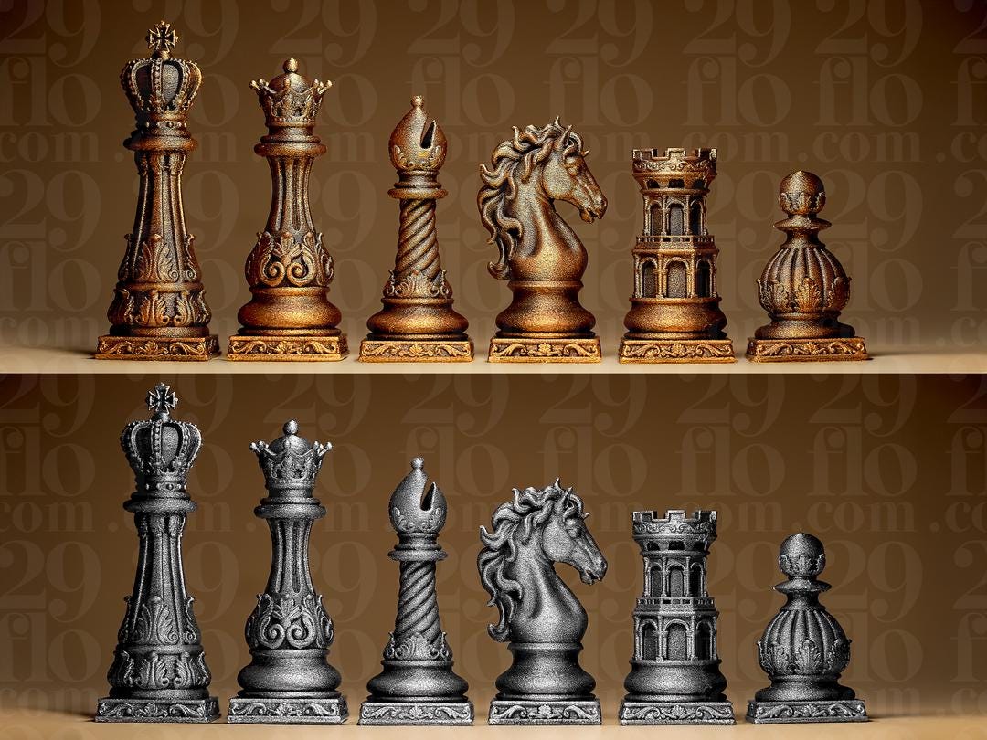 Barock-Schach – 32 handbemalte PLA-Figuren – Ansicht 11