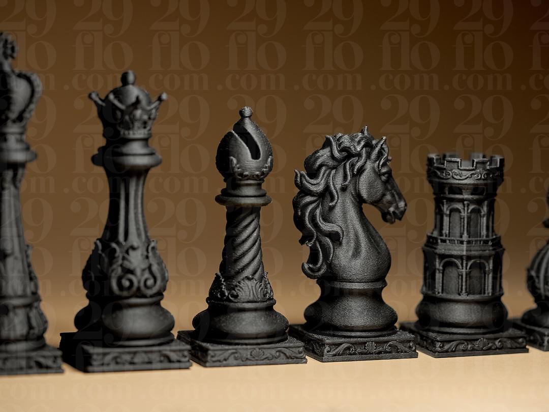 Barock-Schach – 32 handbemalte PLA-Figuren – Ansicht 12