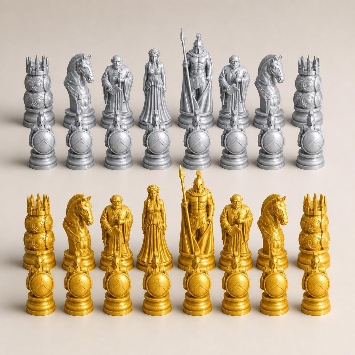 Spartaner-Schachfigurenset – komplettes 32-teiliges Schachset – Ansicht 3