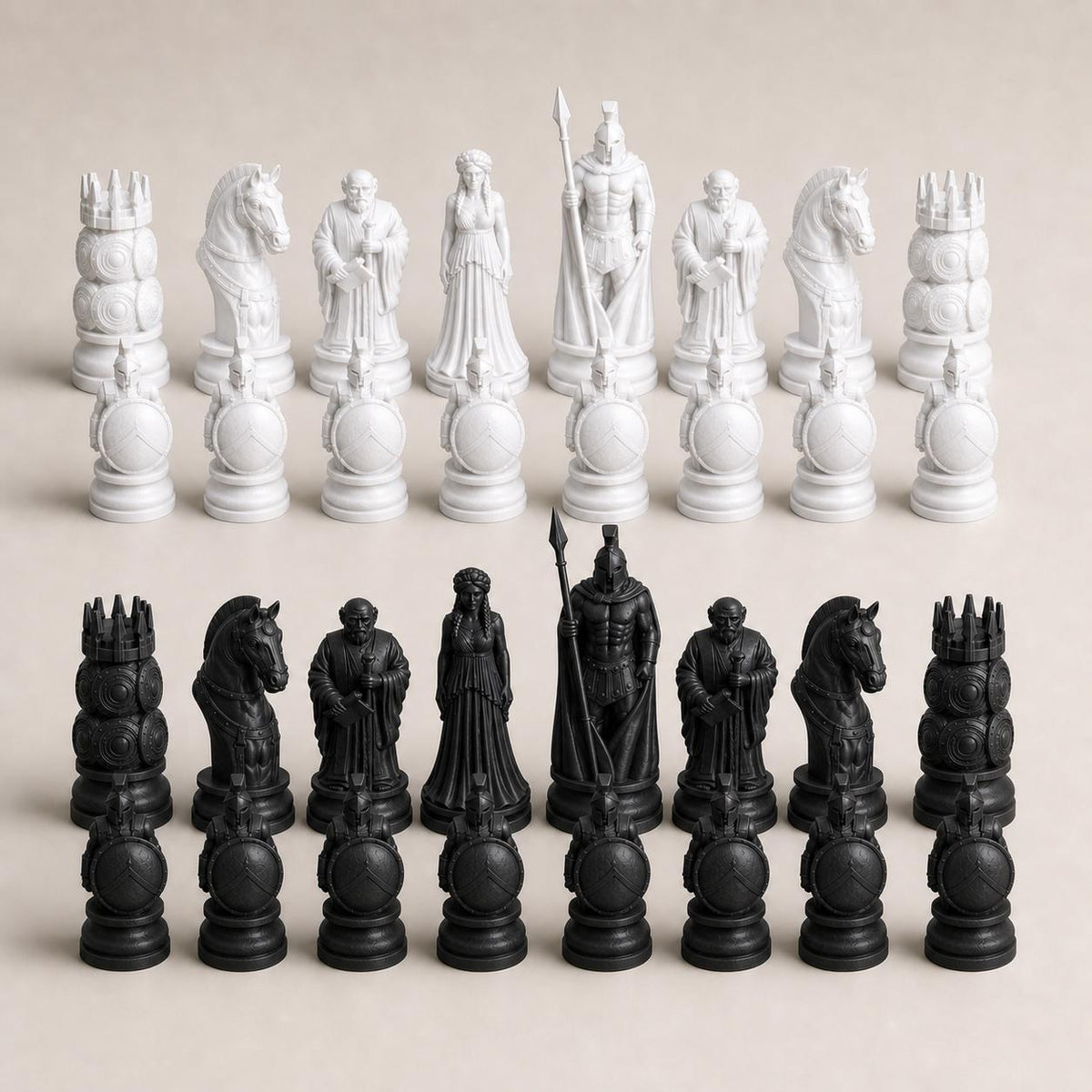 Spartaner-Schachfigurenset – komplettes 32-teiliges Schachset – Ansicht 4