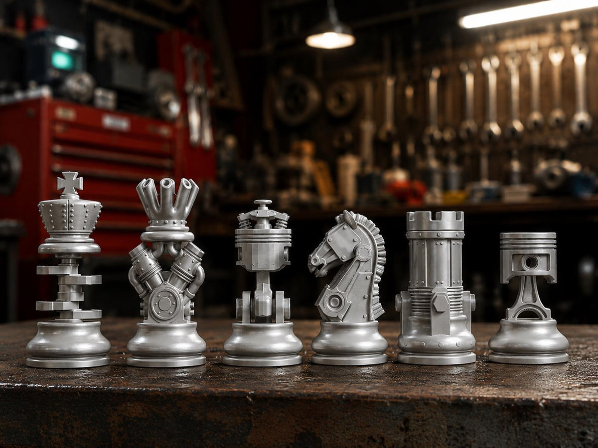 Motoren-und-Mechanik-Schachfigurenset – komplettes 32-teiliges Schachset – Ansicht 5