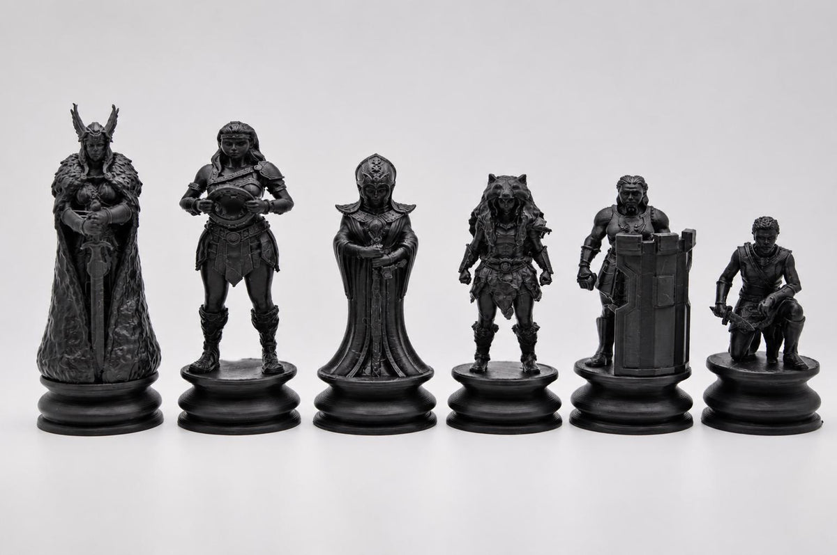 Wikingerinnen-Schachfigurenset – komplettes 32-teiliges Schachset – Ansicht 6