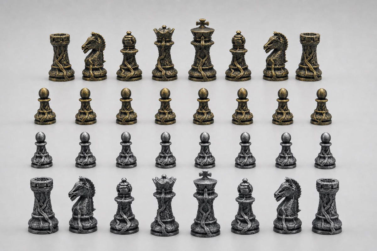 Lava-Staunton-Schachfigurenset – komplettes 32-teiliges Schachset – Ansicht 2