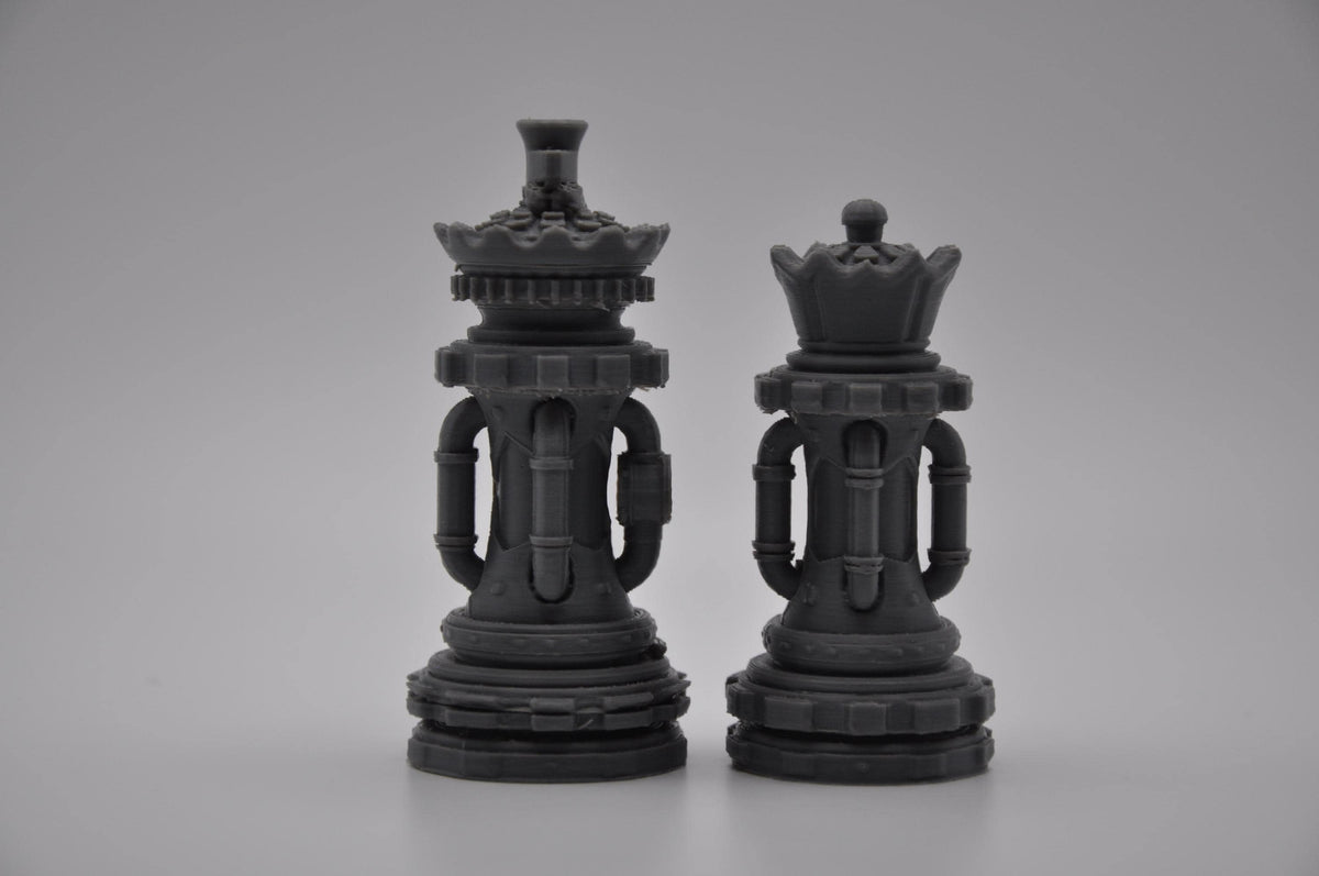 Steampunk-Staunton-Schachfigurenset – komplettes 32-teiliges Schachset – Ansicht 7