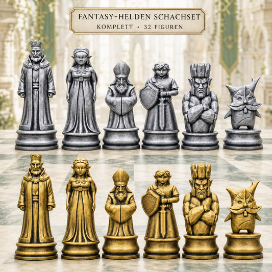 Fantasy-Helden-Schachfigurenset – komplettes 32-teiliges Schachset – Ansicht 1