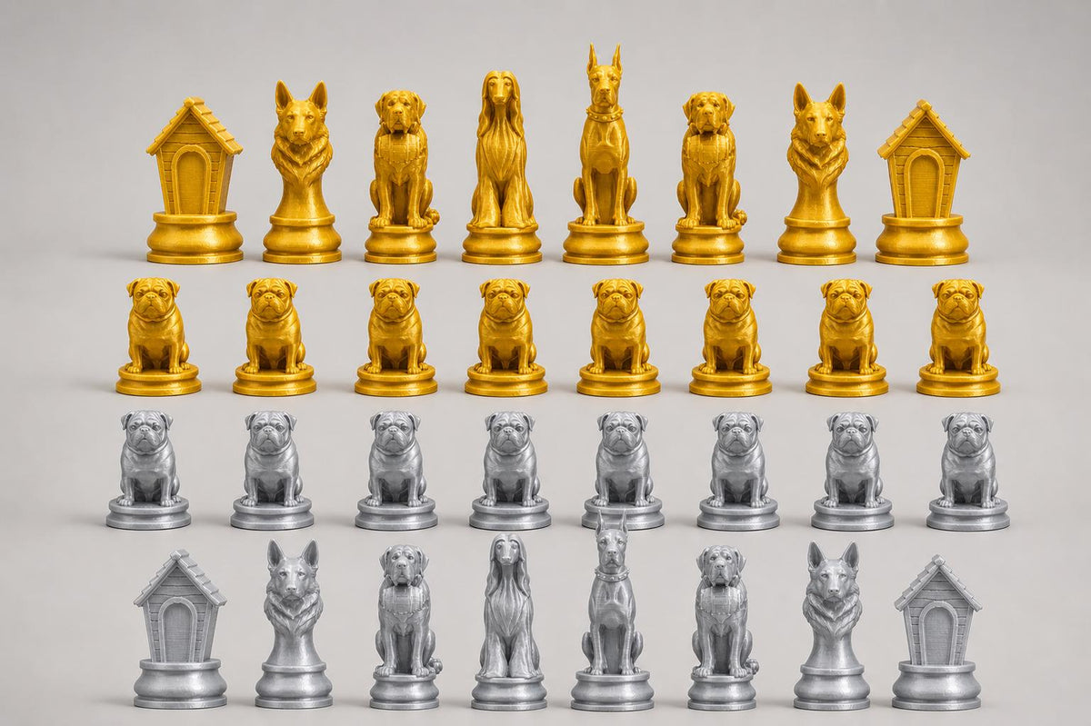 Hunde-Schachfigurenset – komplettes 32-teiliges Schachset – Ansicht 3