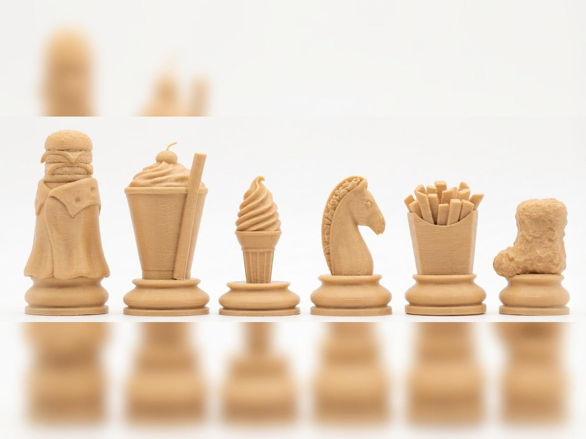 Fast-Food-Motive-Schachfigurenset – komplettes 32-teiliges Schachset – Ansicht 6