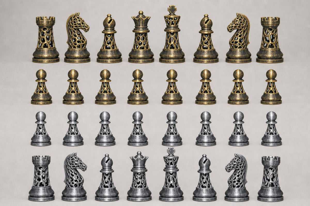 Voronoi-Schachfigurenset – komplettes 32-teiliges Schachset – Ansicht 2