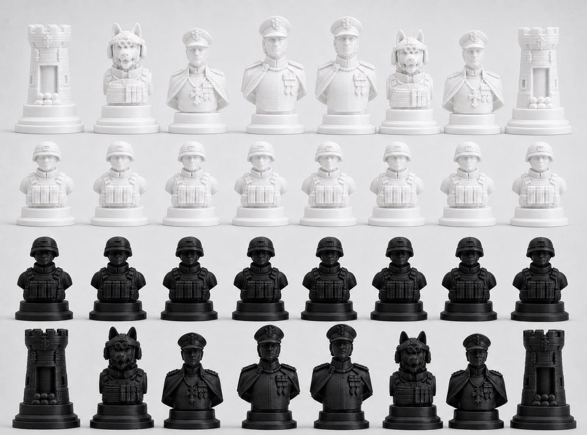 Soldaten-Schachfigurenset – komplettes 32-teiliges Schachset – Ansicht 4
