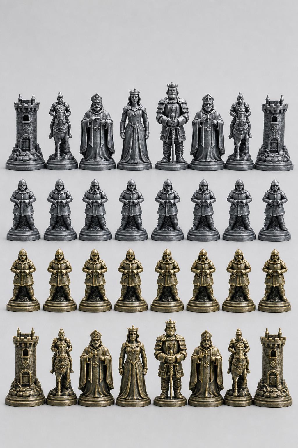 Mittelalter-Schachfigurenset – komplettes 32-teiliges Schachset – Ansicht 2