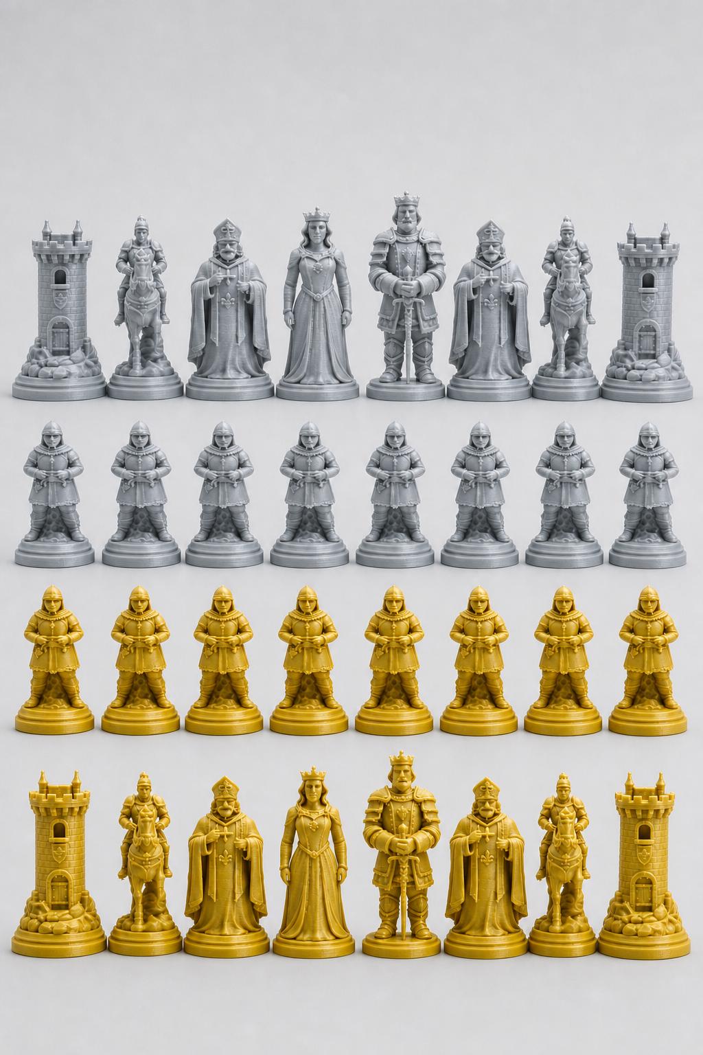 Mittelalter-Schachfigurenset – komplettes 32-teiliges Schachset – Ansicht 3