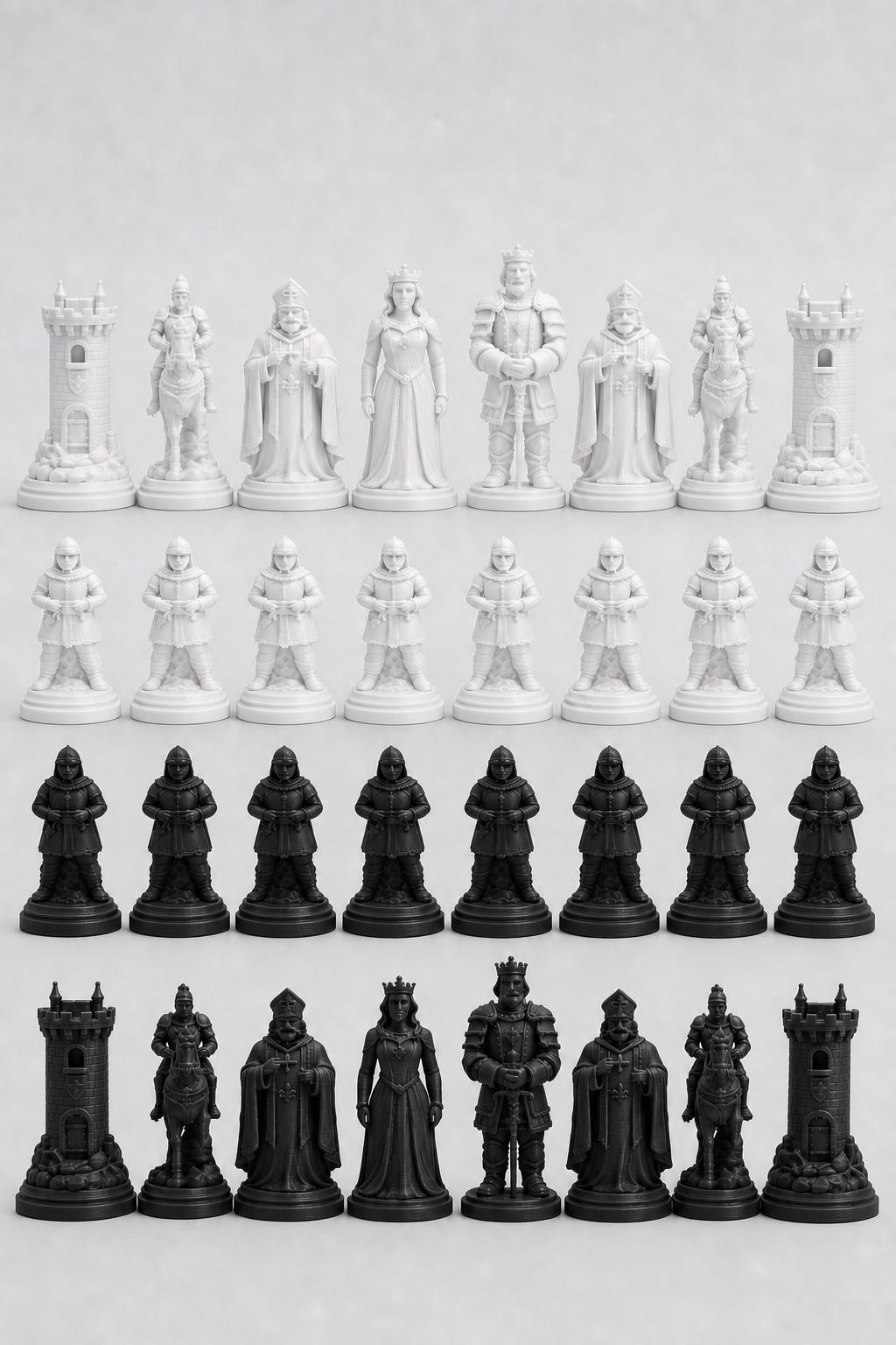 Mittelalter-Schachfigurenset – komplettes 32-teiliges Schachset – Ansicht 4
