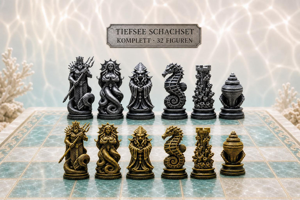 Tiefsee-Schachfigurenset – komplettes 32-teiliges Schachset – Ansicht 1