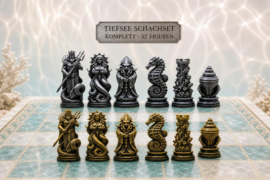 Tiefsee-Schachfigurenset – komplettes 32-teiliges Schachset – Ansicht 1
