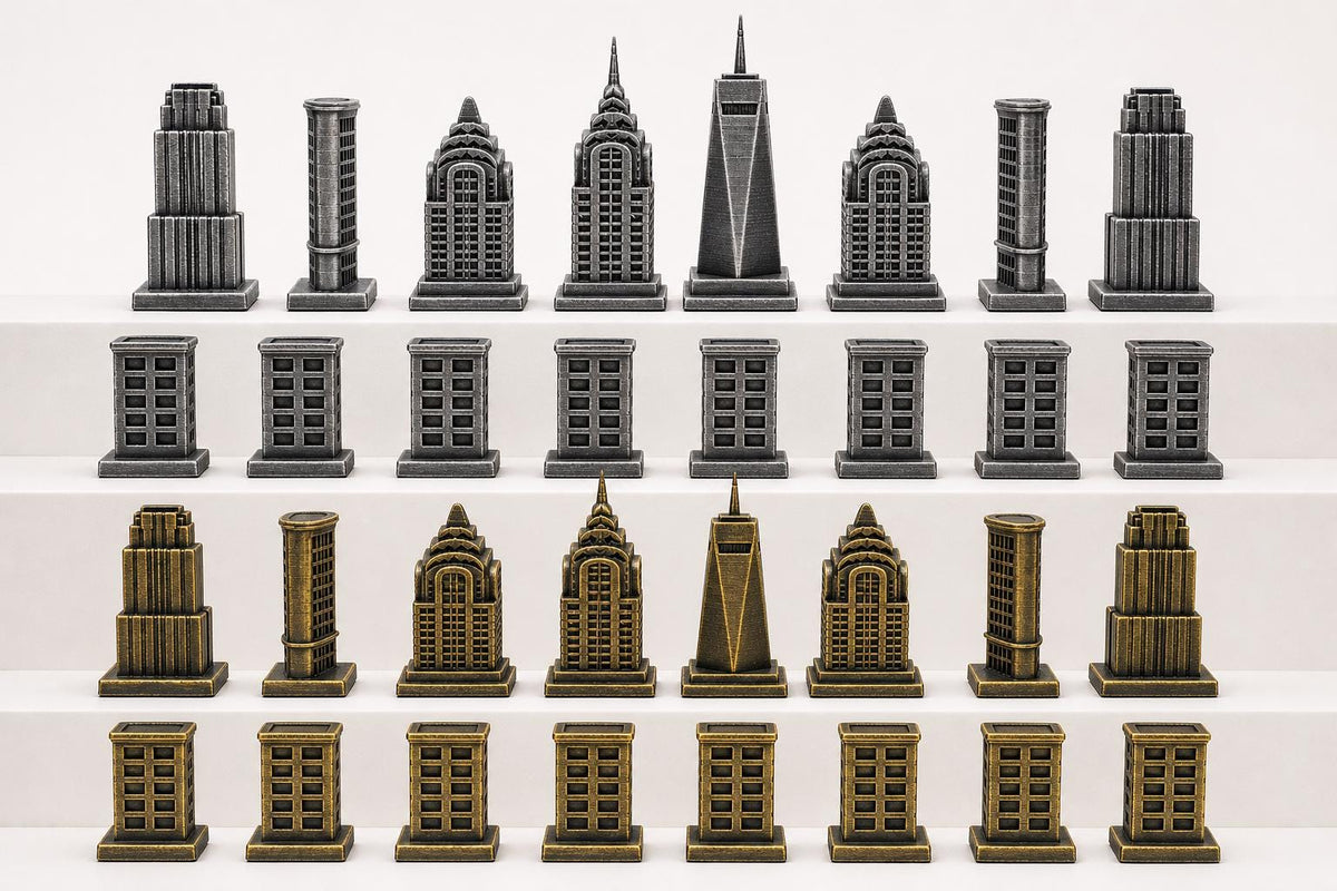 New-Yorker-Architektur-Schachfigurenset – komplettes 32-teiliges Schachset – Ansicht 2