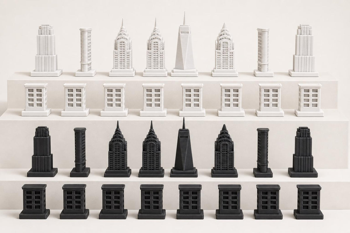 New-Yorker-Architektur-Schachfigurenset – komplettes 32-teiliges Schachset – Ansicht 4