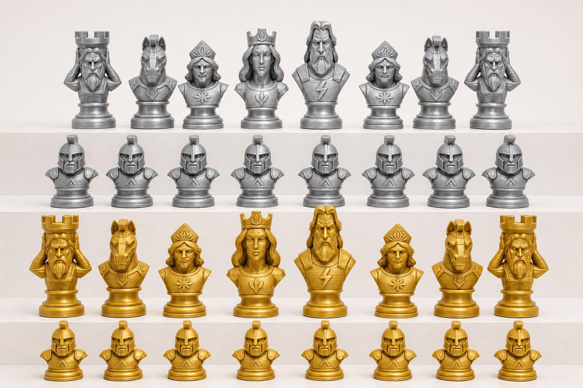 Griechische-Mythologie-Schachfigurenset – komplettes 32-teiliges Schachset – Ansicht 3