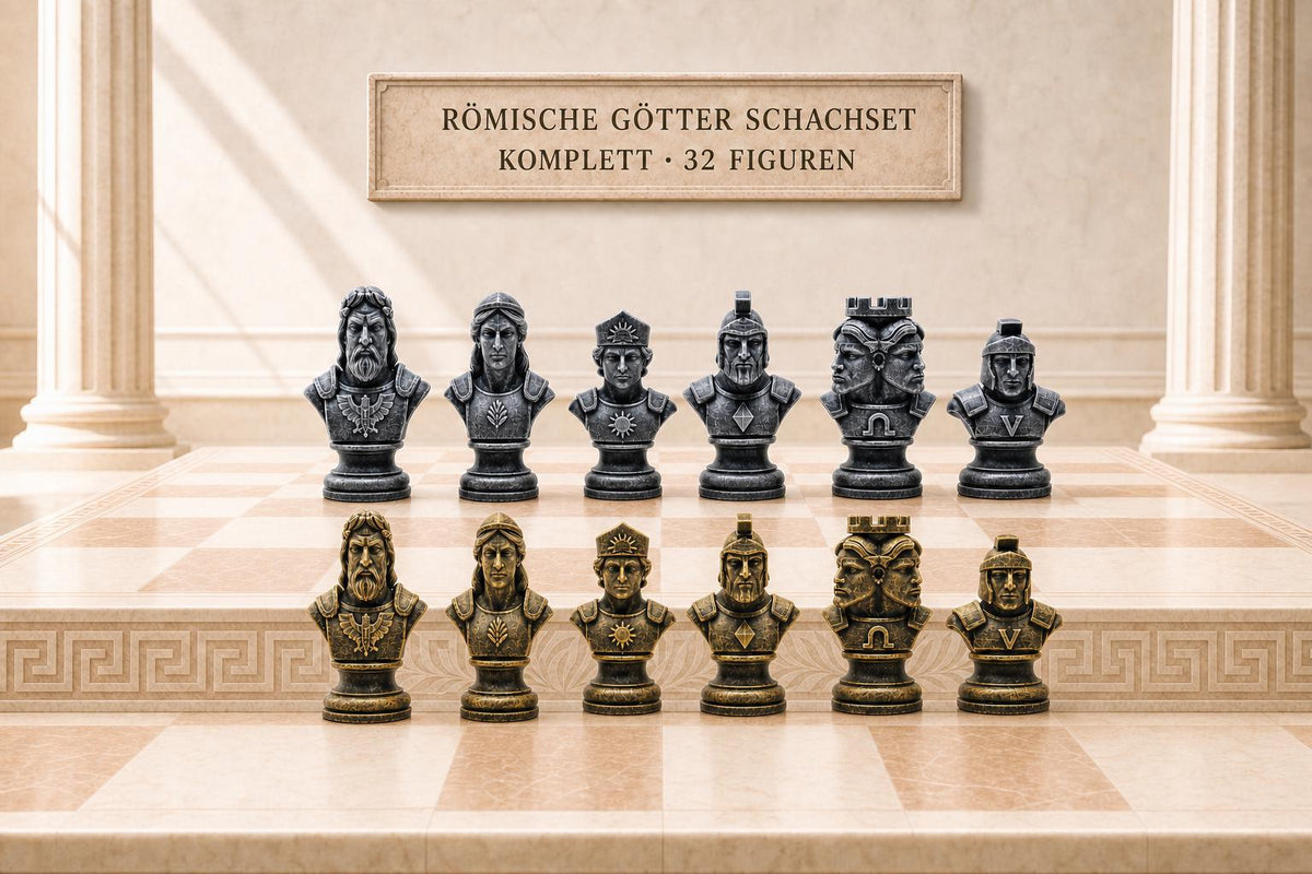 Römische-Mythologie-Schachfigurenset – komplettes 32-teiliges Schachset – Ansicht 1