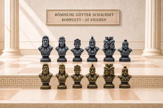 Römische-Mythologie-Schachfigurenset – komplettes 32-teiliges Schachset – Ansicht 1