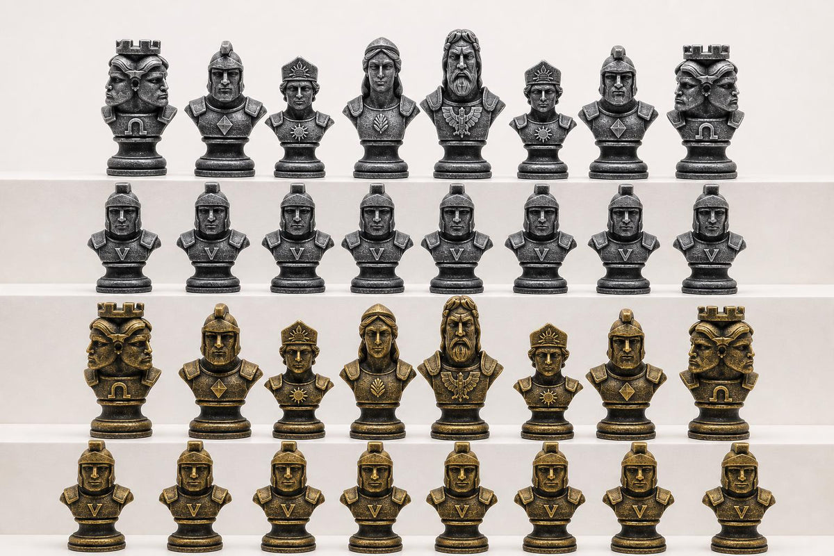 Römische-Mythologie-Schachfigurenset – komplettes 32-teiliges Schachset – Ansicht 2