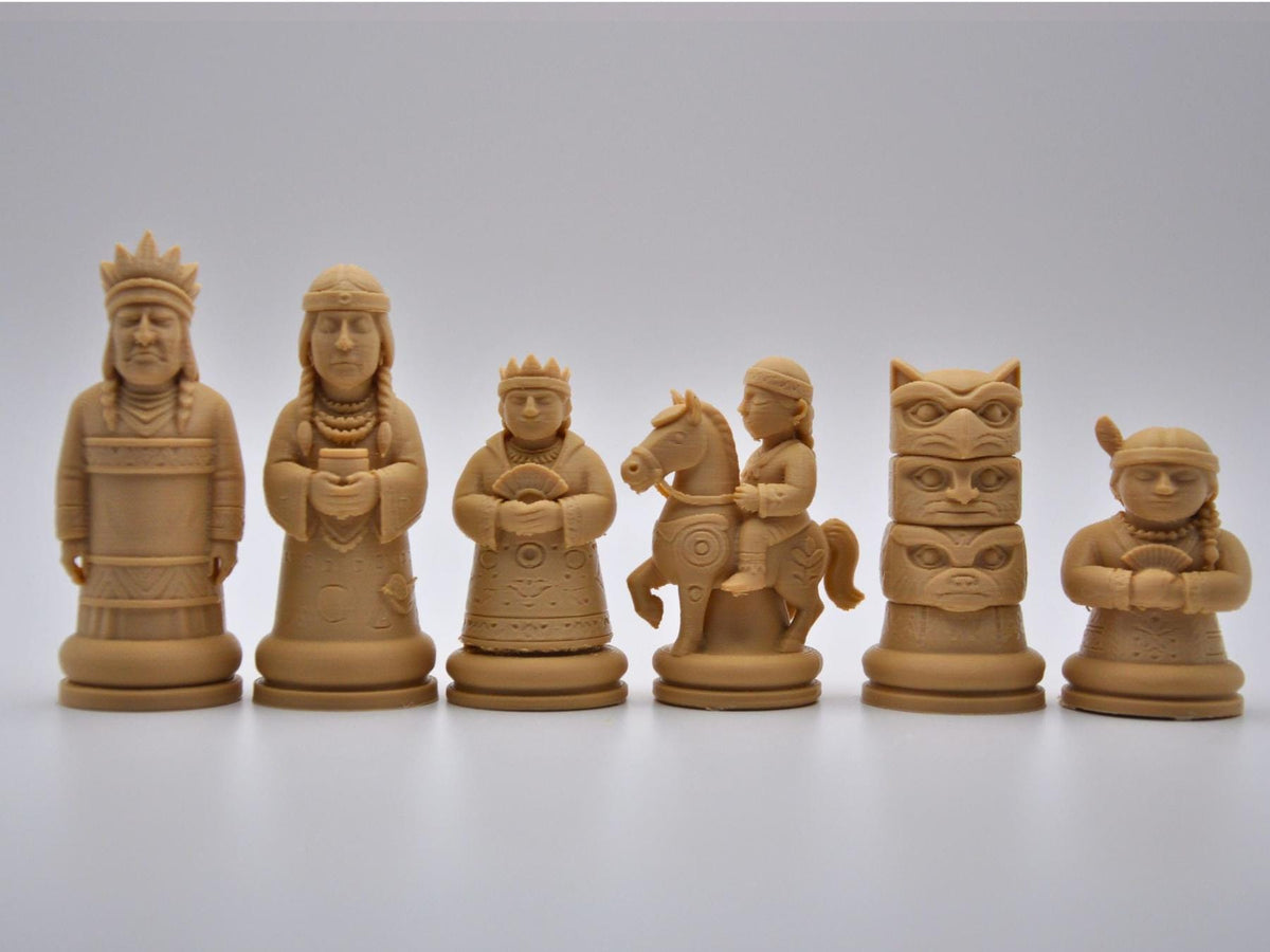 Indigene-Krieger-Schachfigurenset – komplettes 32-teiliges Schachset – Ansicht 5