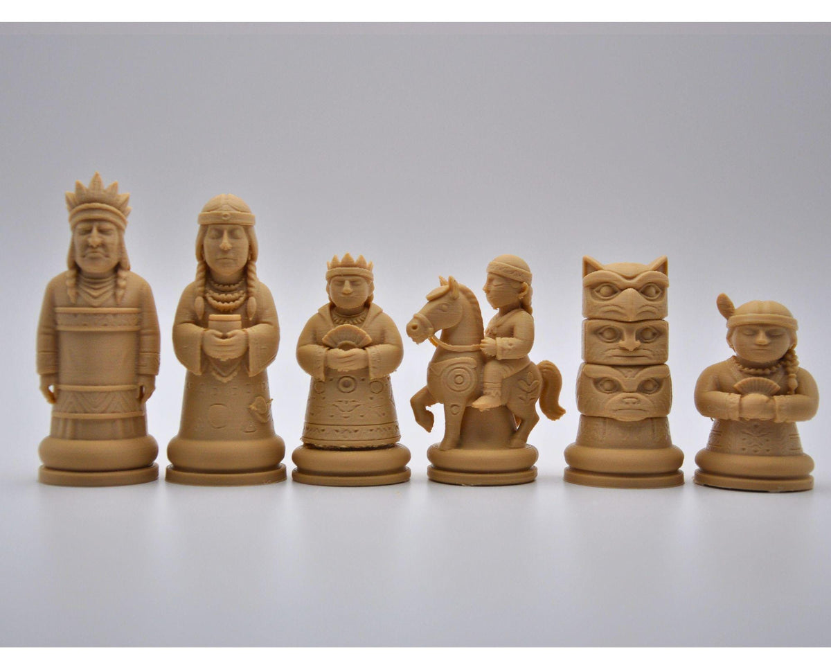 Indigene-Krieger-Schachfigurenset – komplettes 32-teiliges Schachset – Ansicht 6