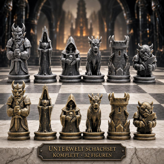 Unterwelt-Schachfigurenset – komplettes 32-teiliges Schachset – Ansicht 1