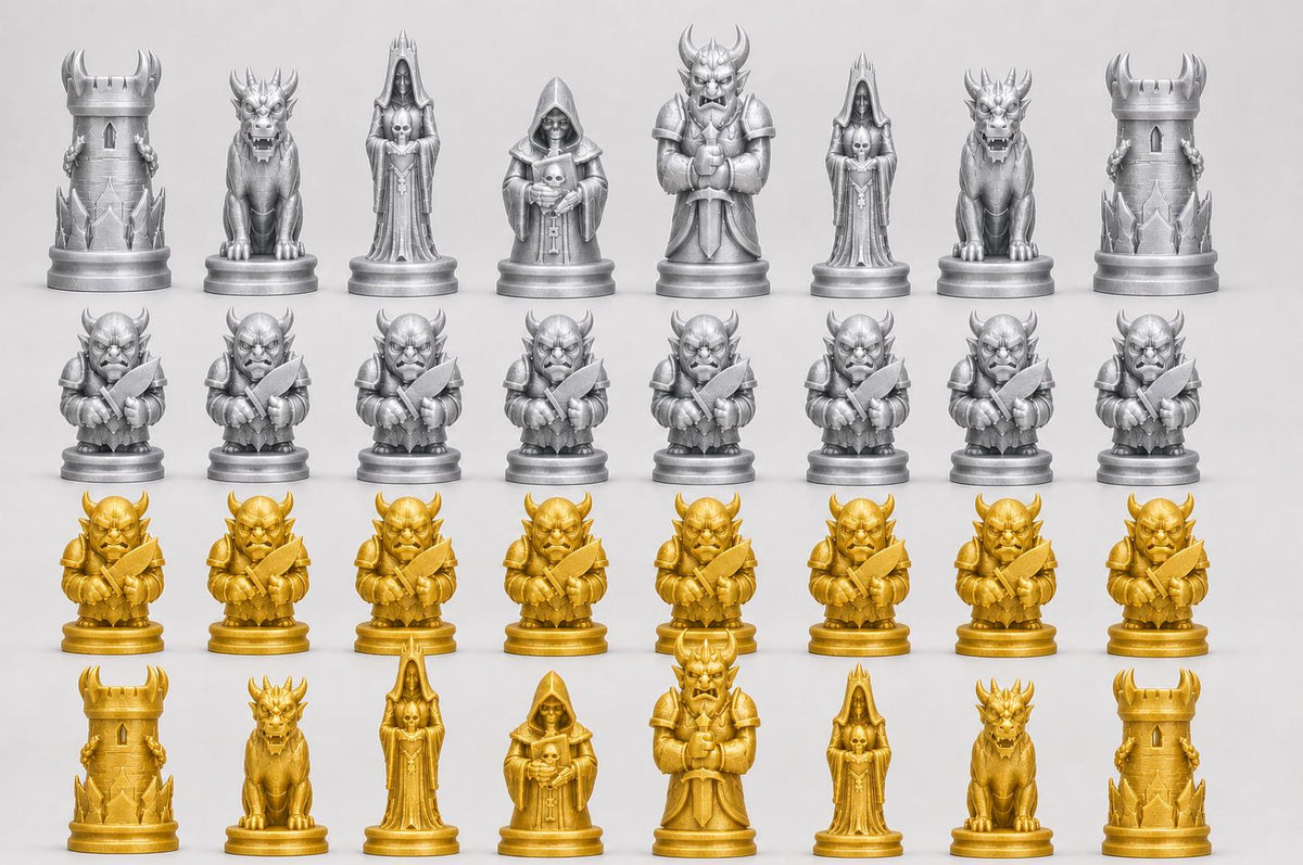 Unterwelt-Schachfigurenset – komplettes 32-teiliges Schachset – Ansicht 3