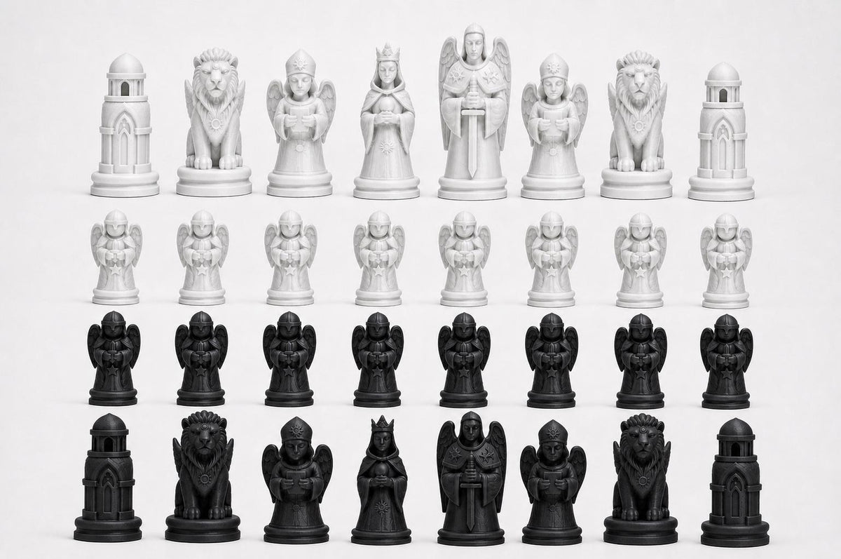 Himmelswesen-Schachfigurenset – komplettes 32-teiliges Schachset – Ansicht 4