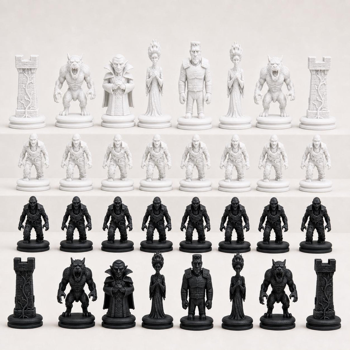 Monster-Schachfigurenset – komplettes 32-teiliges Schachset – Ansicht 4
