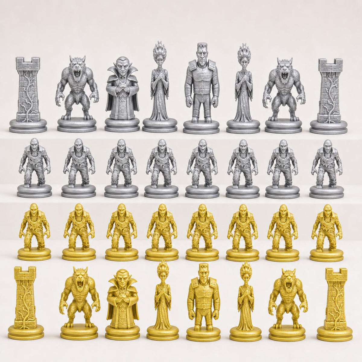 Monster-Schachfigurenset – komplettes 32-teiliges Schachset – Ansicht 3