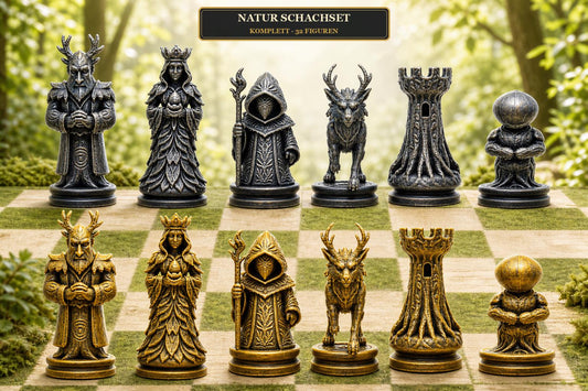 Natur-Schachfigurenset – komplettes 32-teiliges Schachset – Ansicht 1